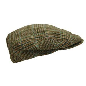 VTG Carriglen Wool Tweed Plaid Driving Hat Flat Cap Newsboy Made in England 22”